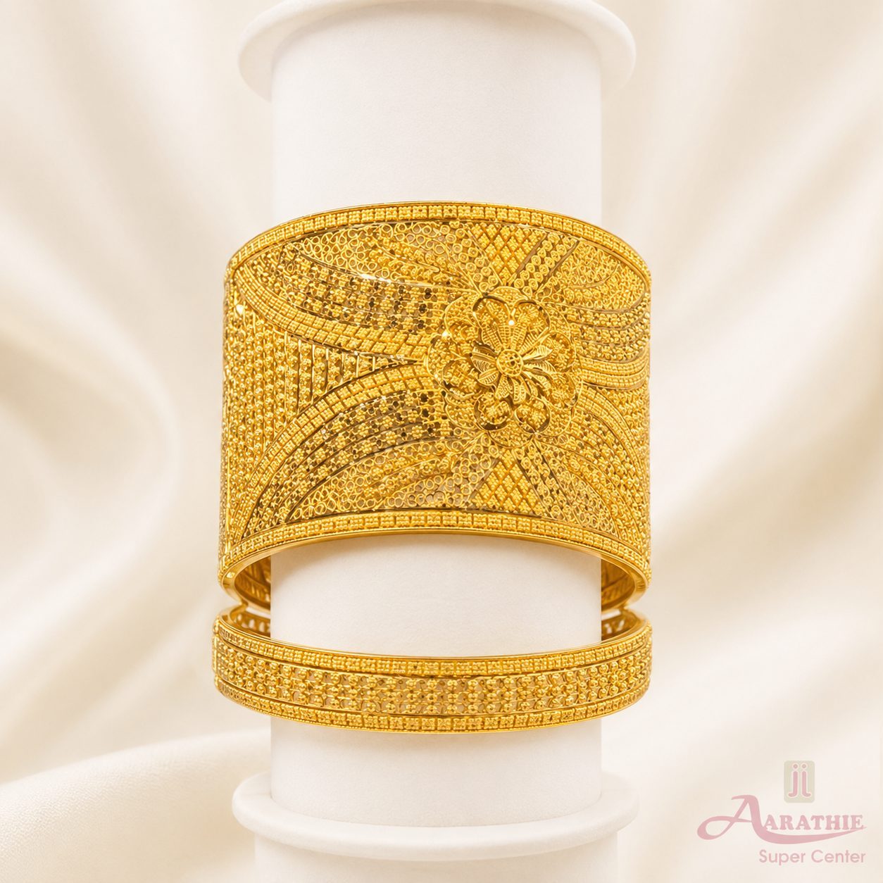 Gold Floral Design Bangles