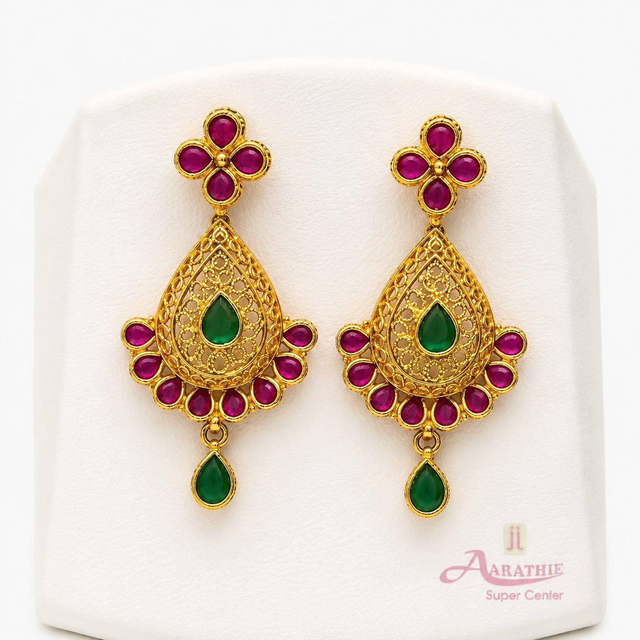 Gold and Ruby Earrings