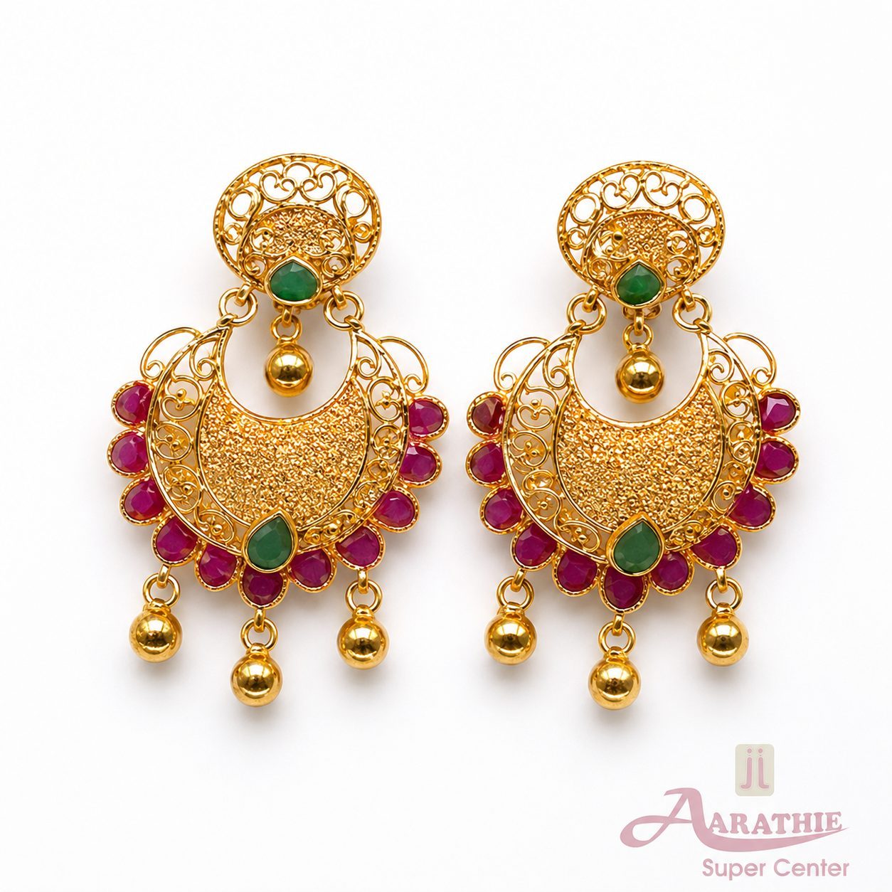 Gold and Ruby Earrings