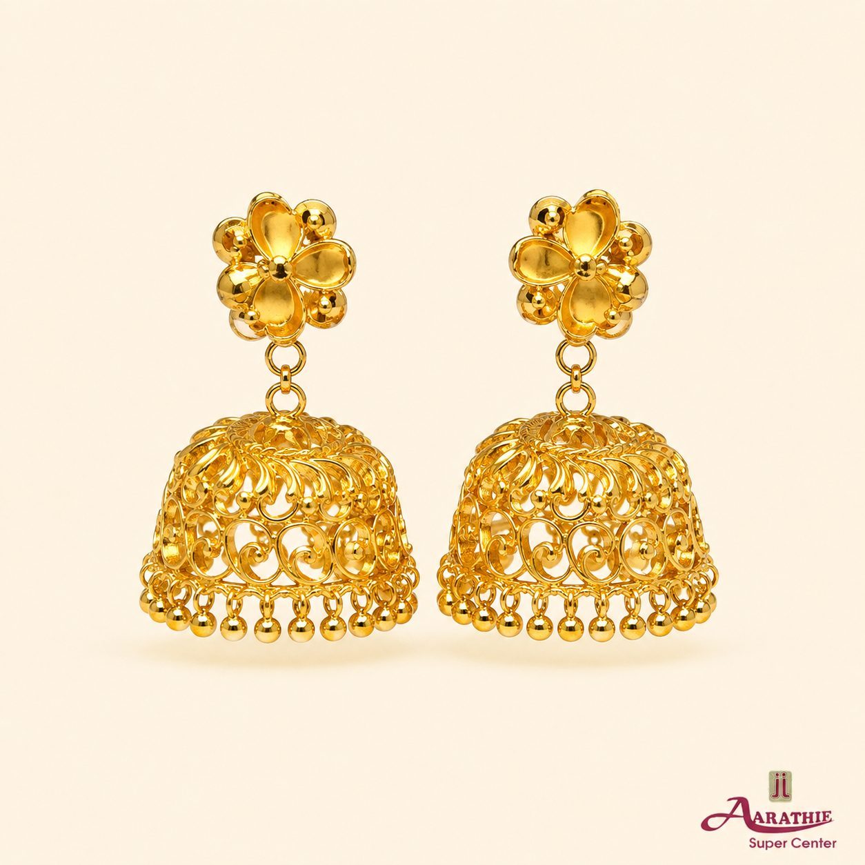 Gold Jhumka Earrings