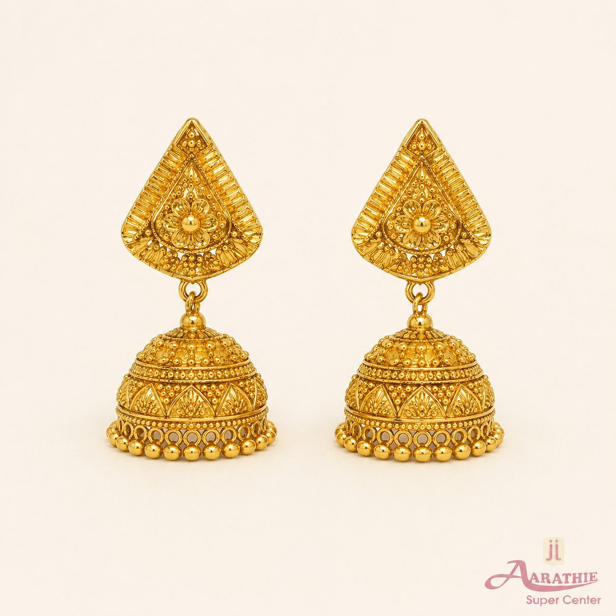 Gold Jhumka Earrings