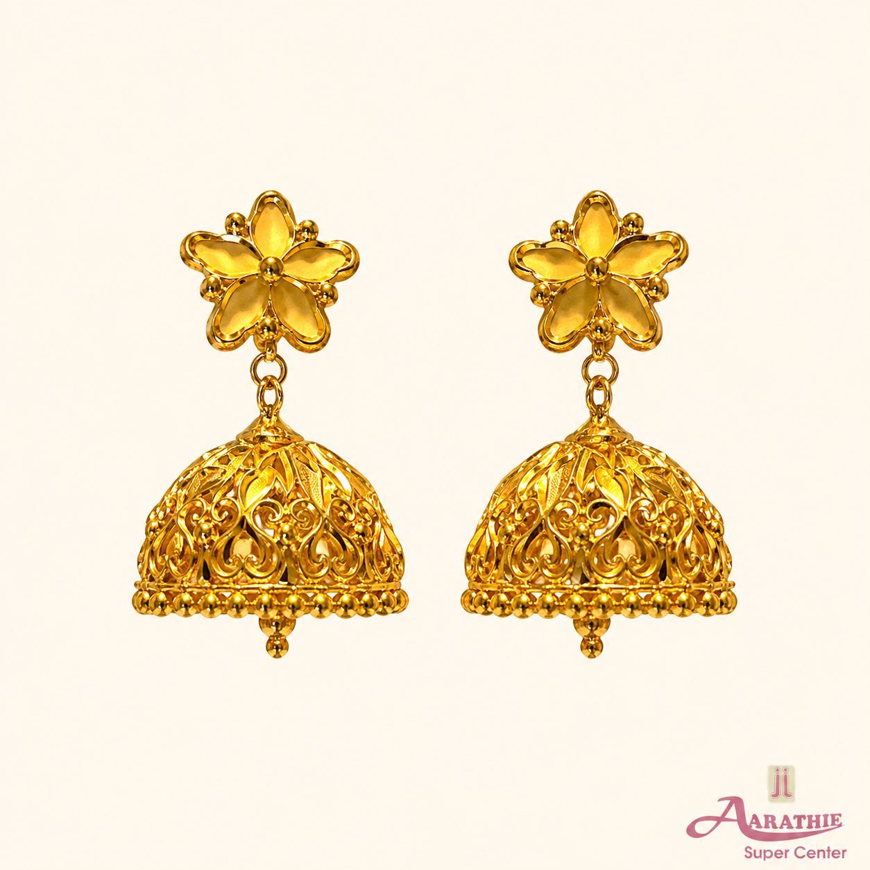 Gold Jhumka Earrings