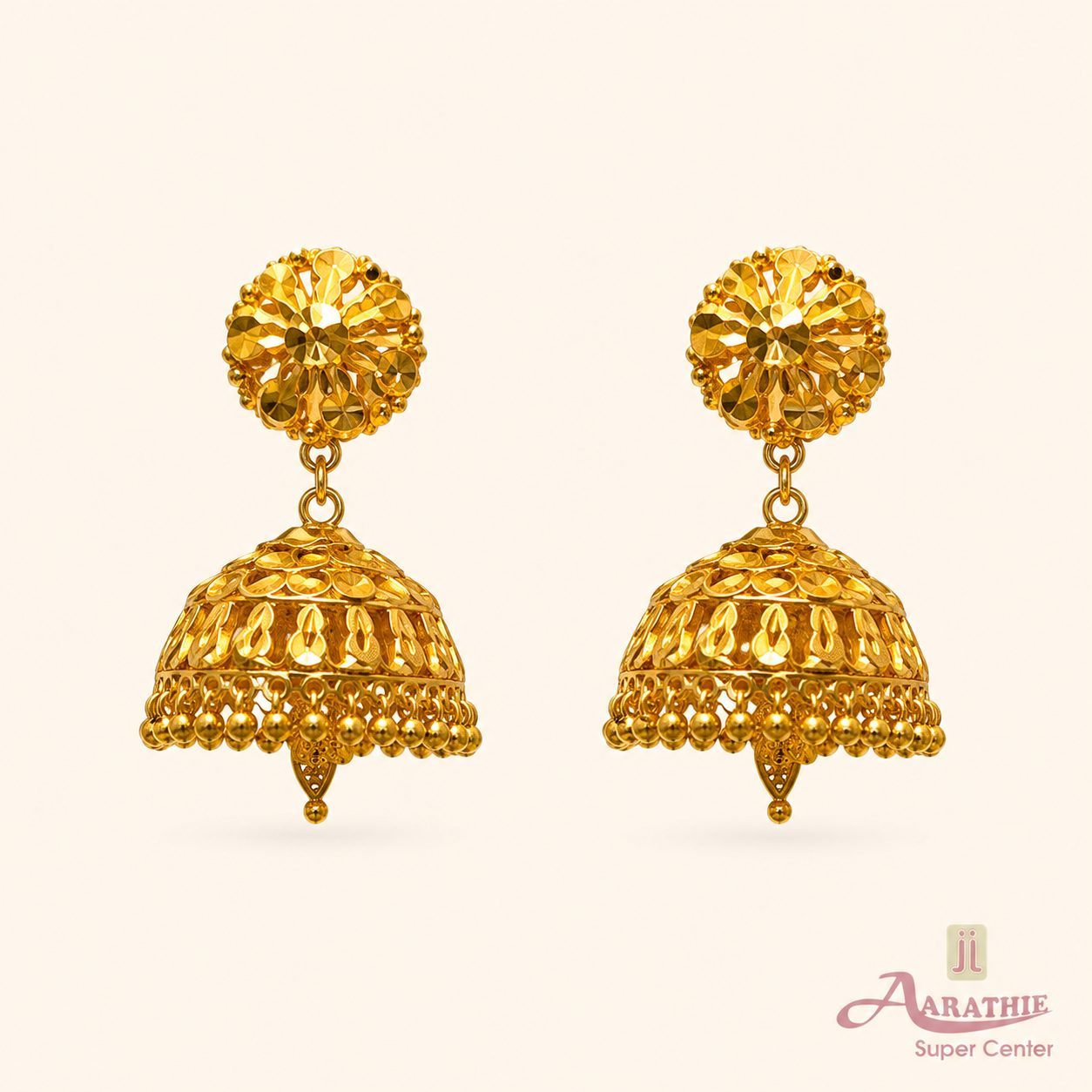 Gold Jhumka Earrings
