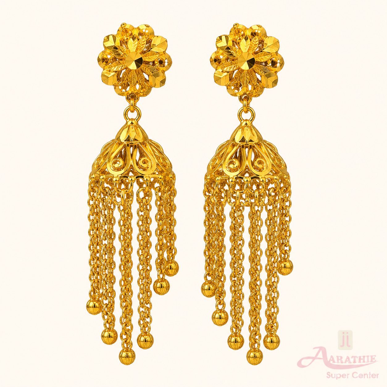 Gold Jhumka Earrings