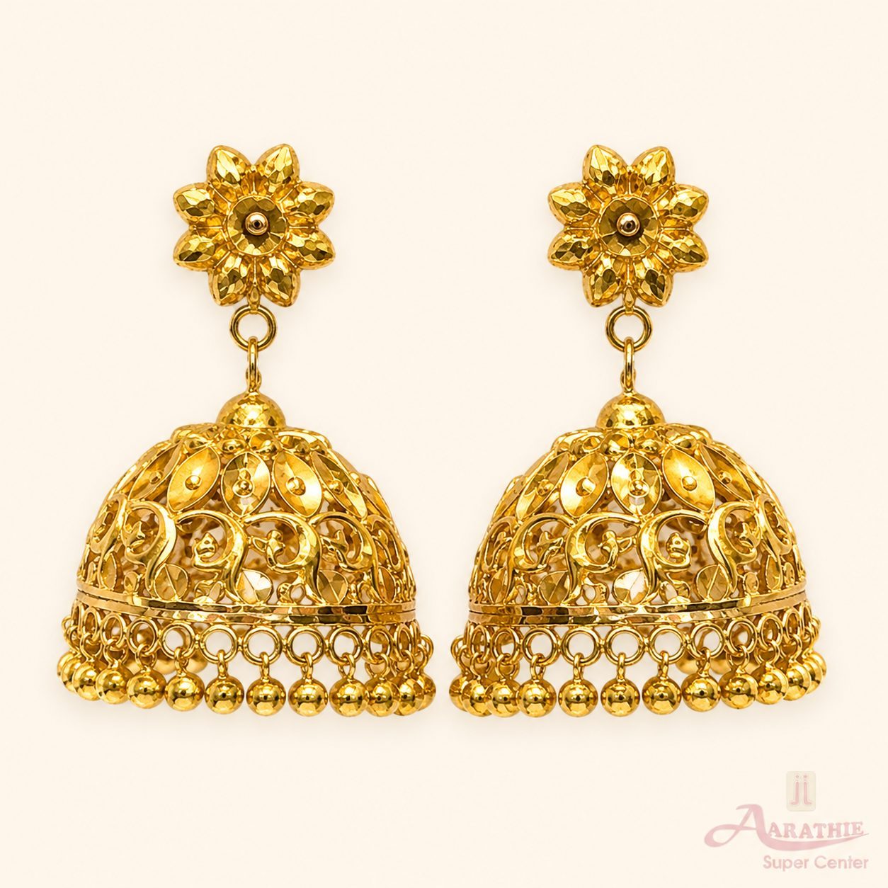 Gold Jhumka Earrings