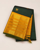 Green Silk Saree with Gold Border