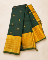 Green Silk Saree with Gold Border