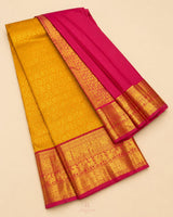 Yellow and Pink Silk Saree