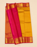 Yellow and Pink Silk Saree