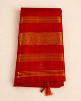 Red Silk Saree with Gold Zari Border