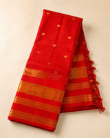 Red Silk Saree with Gold Zari Border