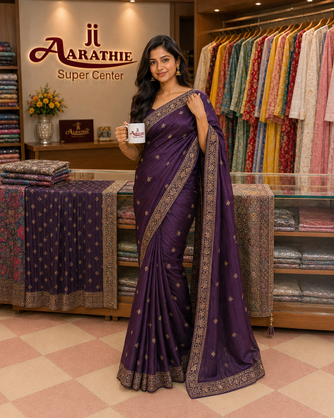 Blue designer Saree