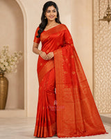 Red Silk Saree with Intricate Border