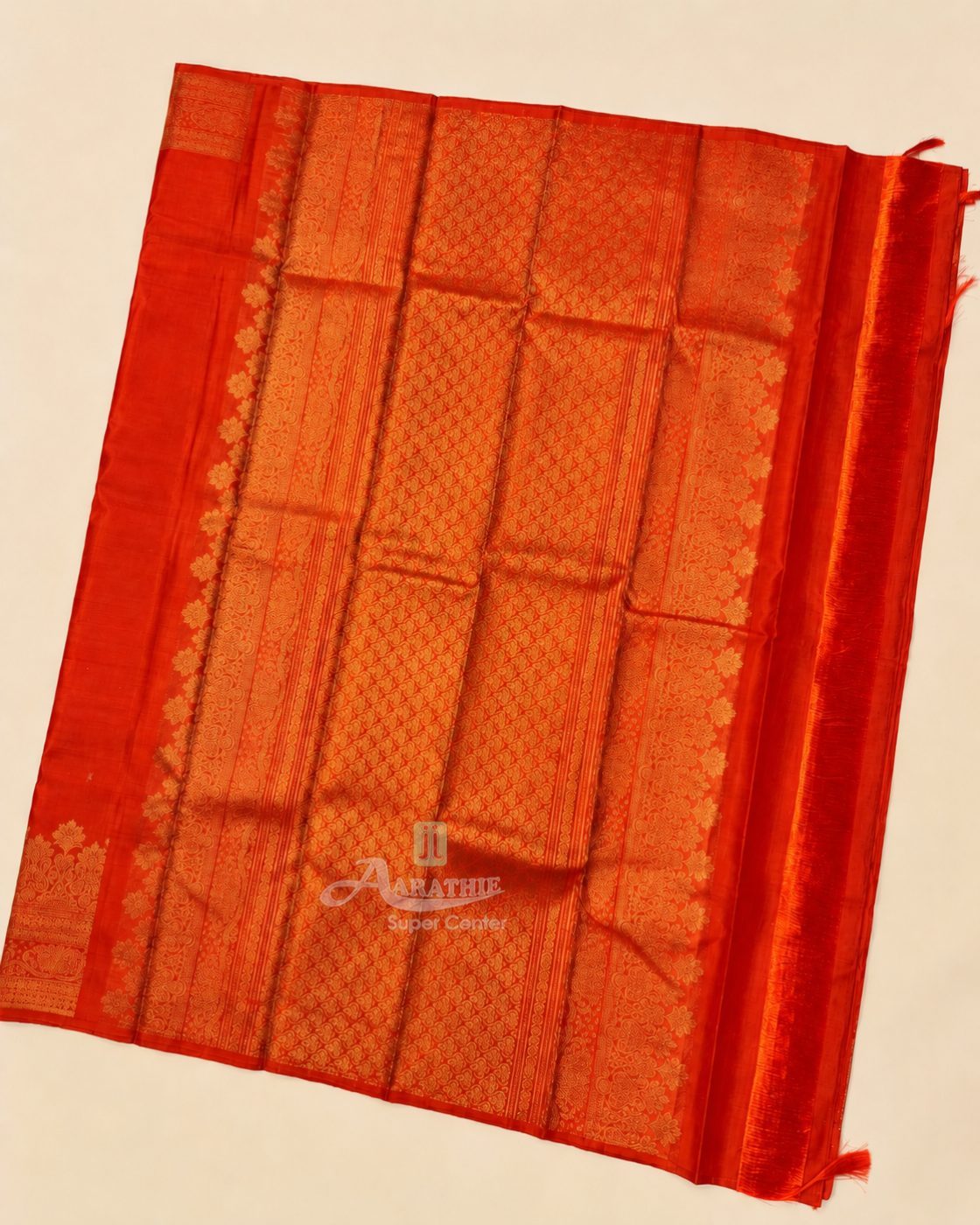 Red Silk Saree with Intricate Border