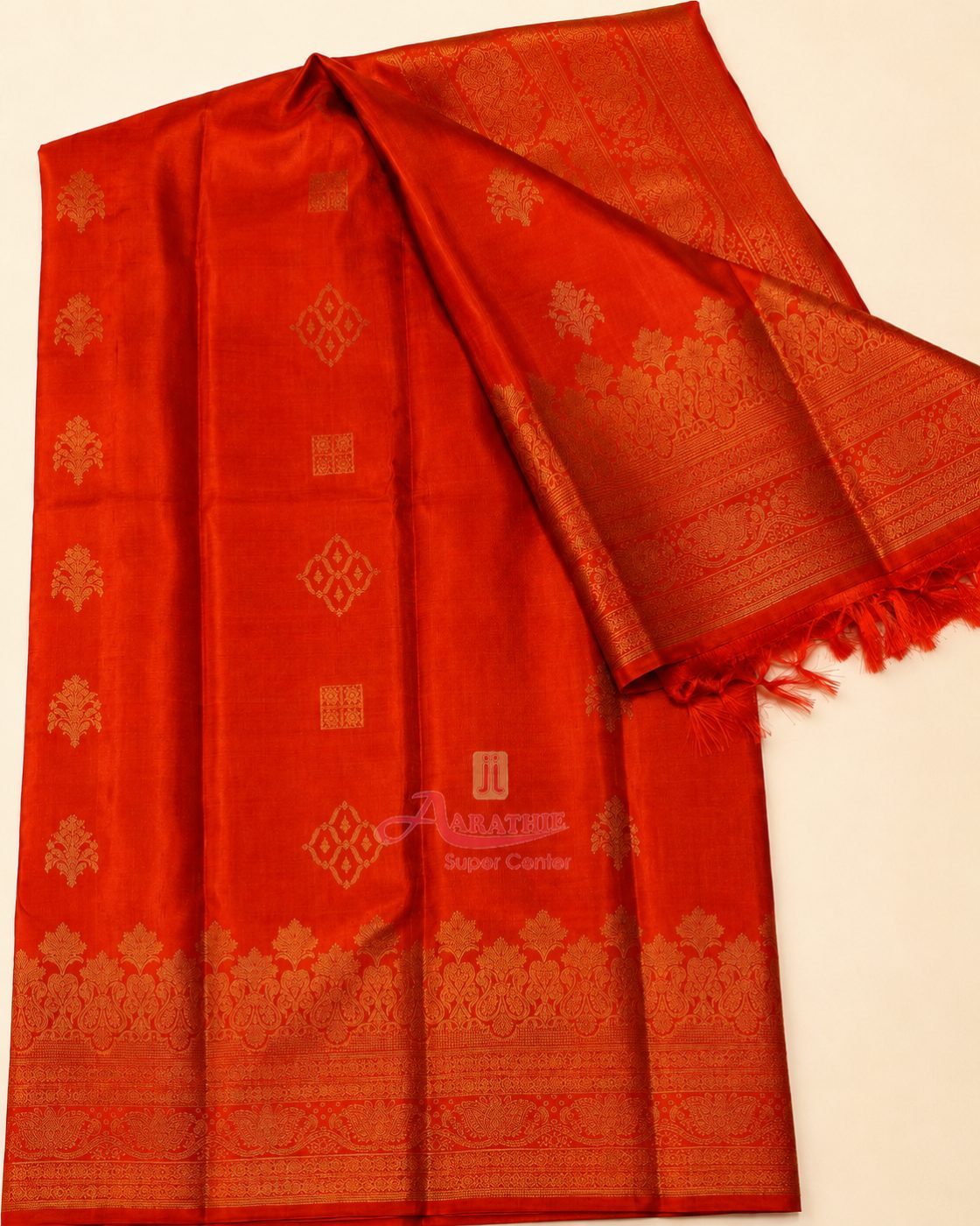 Red Silk Saree with Intricate Border