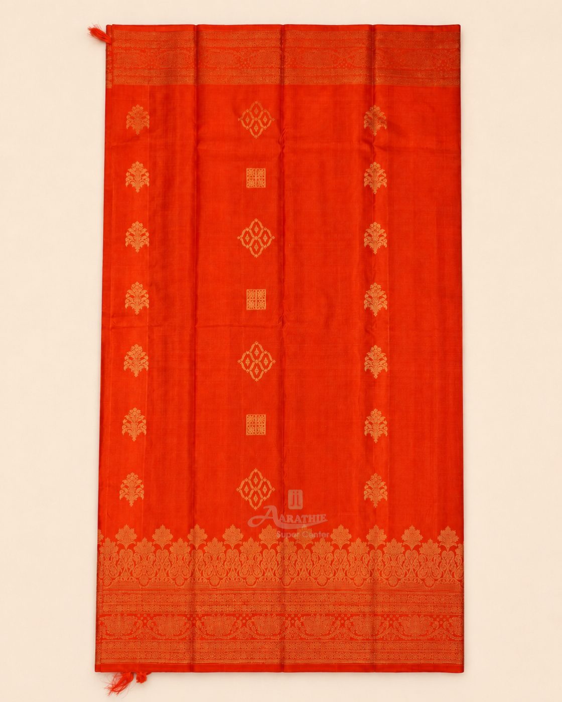 Red Silk Saree with Intricate Border