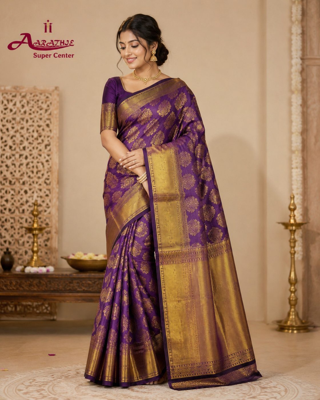 Purple Kanchipuram Silk Saree