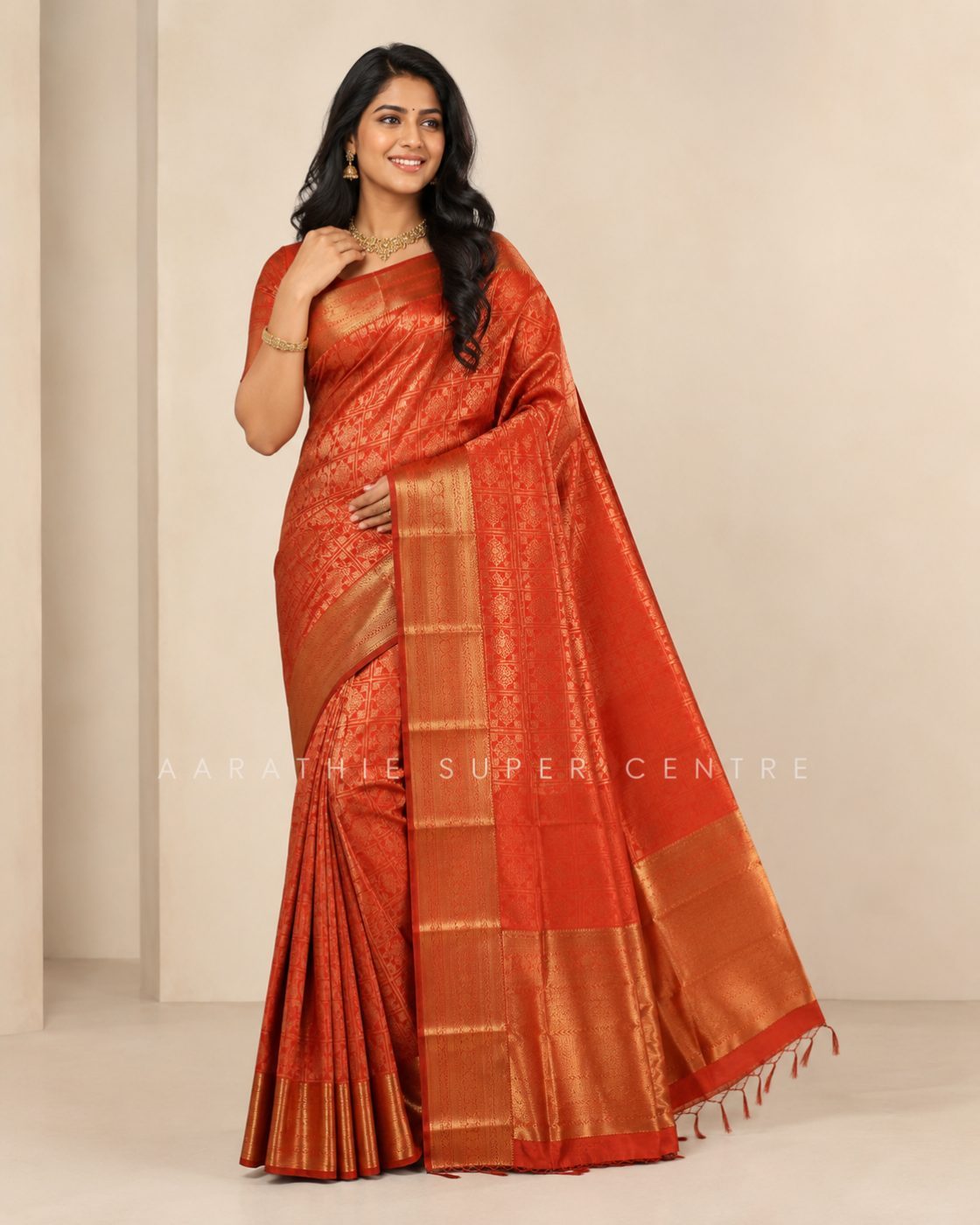 Rust Kanchipuram Silk Saree