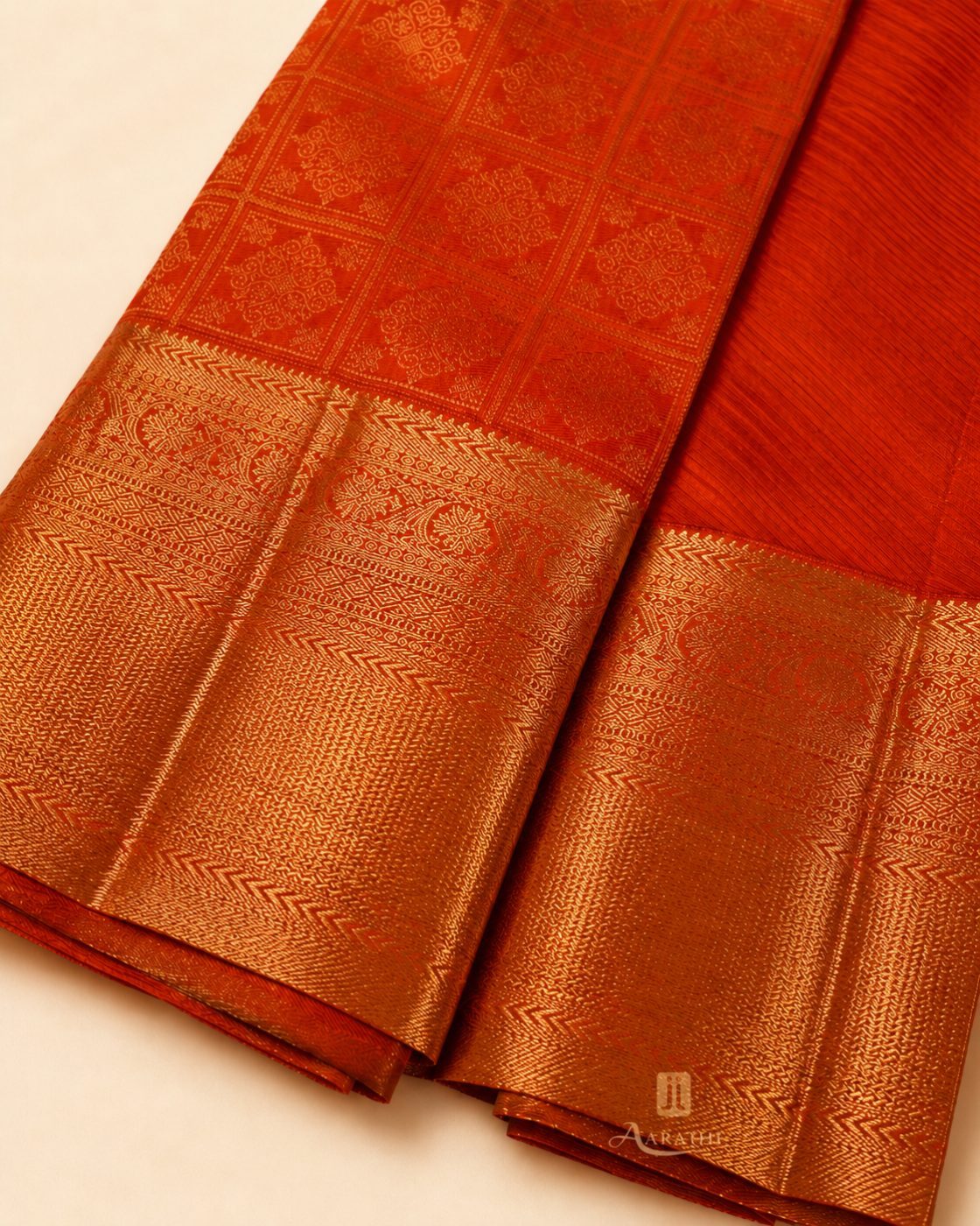 Rust Kanchipuram Silk Saree
