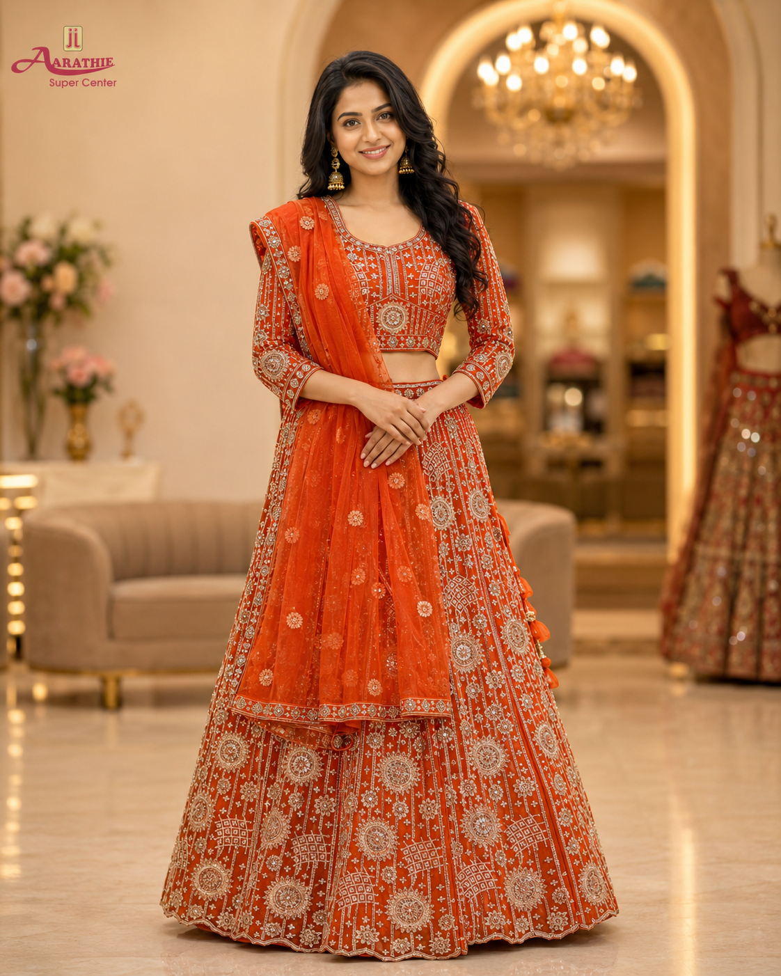 Embroidered Red Lehenga